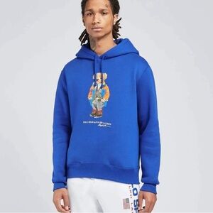 Polo Ralph Lauren Preppy Bear / Teddy Bear blue hoodie, men's size Medium
